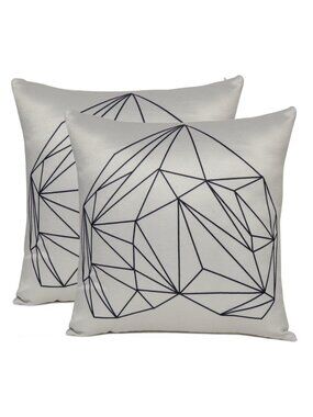 Oussum Throw Pillow Cover Cotton Geometric print White Cushion Cover Set of 2